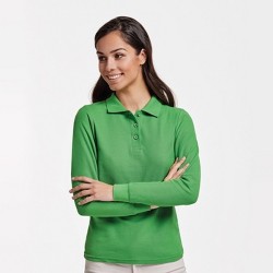 ESTRELLA WOMAN L/S - Polo manches longues, col et poignets en côte 1x1, Patte de boutonnage 3 boutons ton sur ton