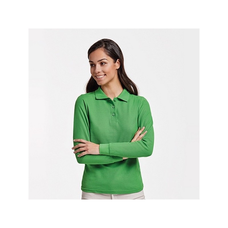 ESTRELLA WOMAN L/S - Polo manches longues, col et poignets en côte 1x1, Patte de boutonnage 3 boutons ton sur ton
