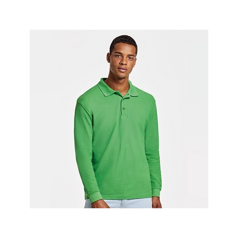 ESTRELLA L/S - Polo manches longues, col et poignets en côte 1x1, Patte de boutonnage 3 boutons ton sur ton