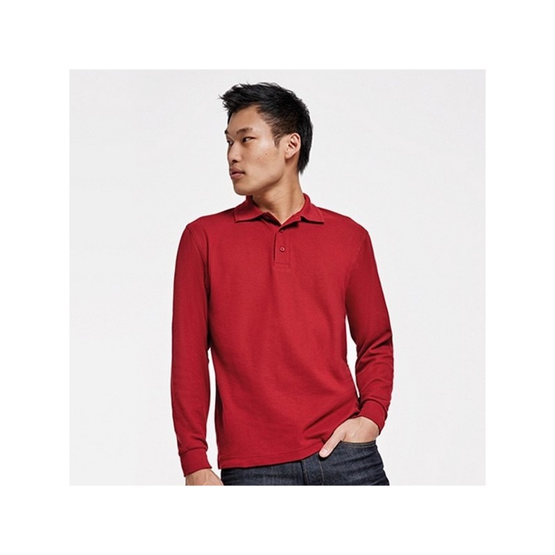 CARPE  - Polo manches longues avec col et bord de manche en côte 1x1