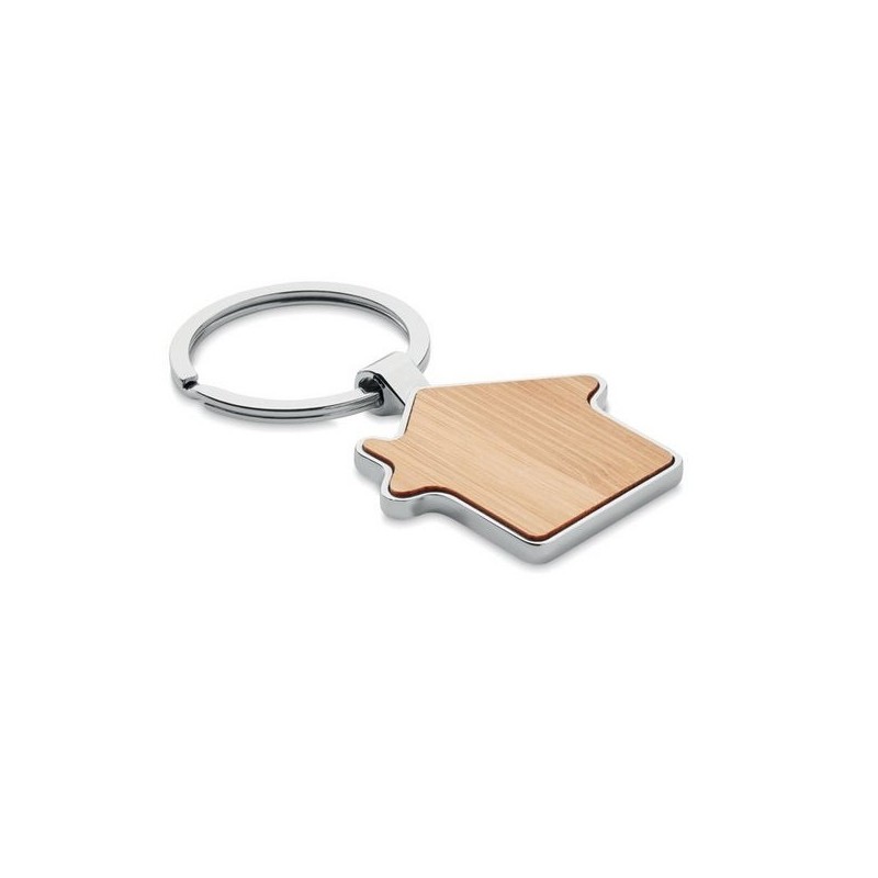 Porte-clés maison métal bambou