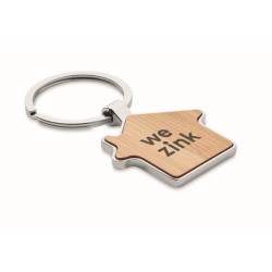 Porte-clés maison métal bambou