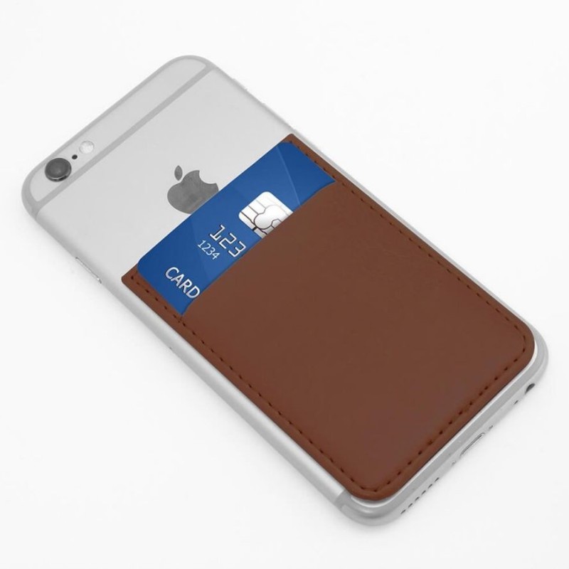 Porte-carte adhésif en cuir