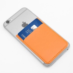 Porte-carte adhésif en cuir