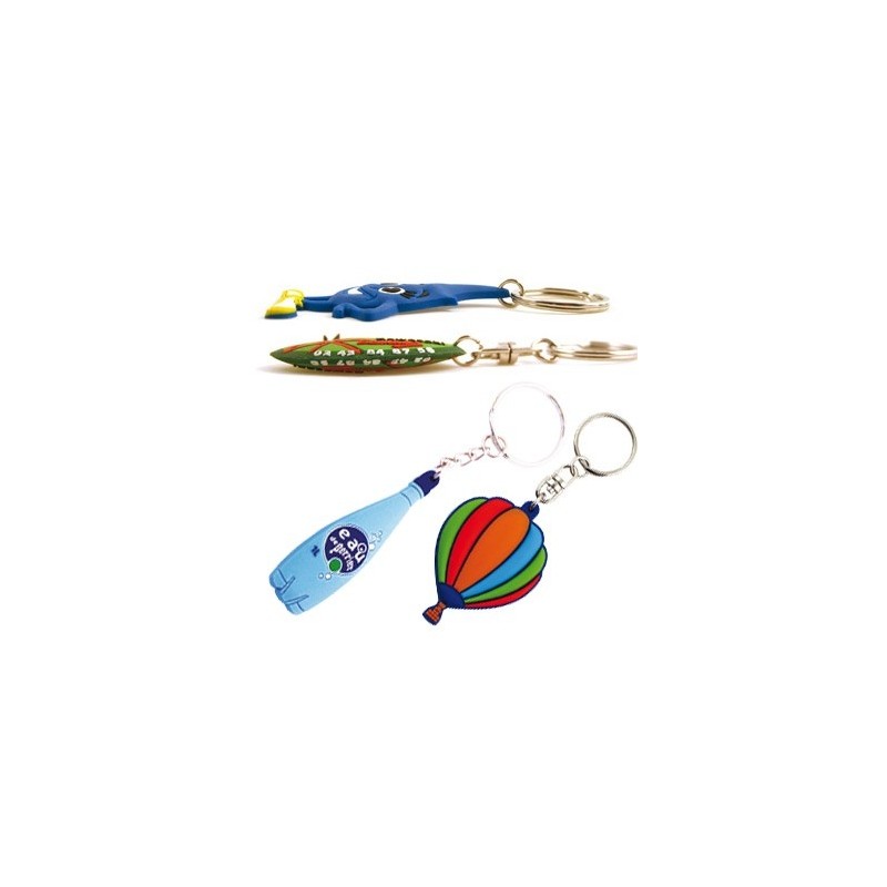 Porte-clés PVC souple 3D 2 faces, 40 x 20 mm