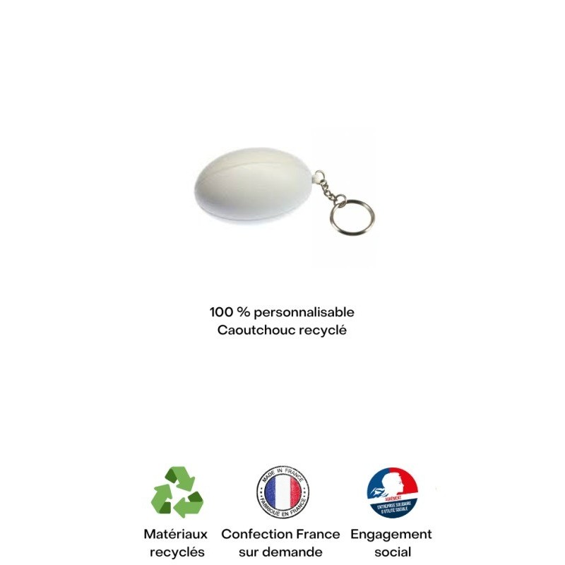 Porte clé Ballon de rugby recyclé