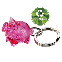 Porte-clés cochon happy recyclé