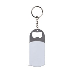 Porte-clés décapsuleur, mètre et lampe