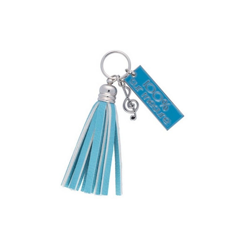 Porte-clés pompon simili cuir