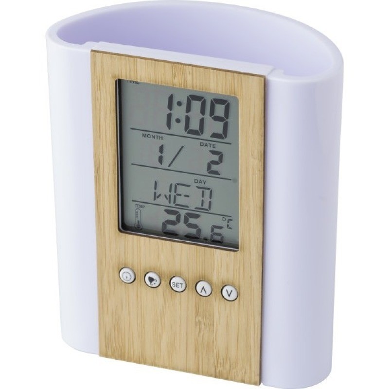 Pot à crayons en plastique et bambou