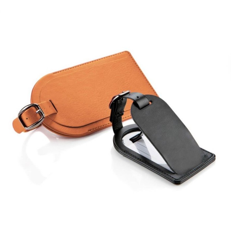 Porte-étiquette en cuir avec volet