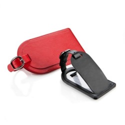 Porte-étiquette en cuir avec volet