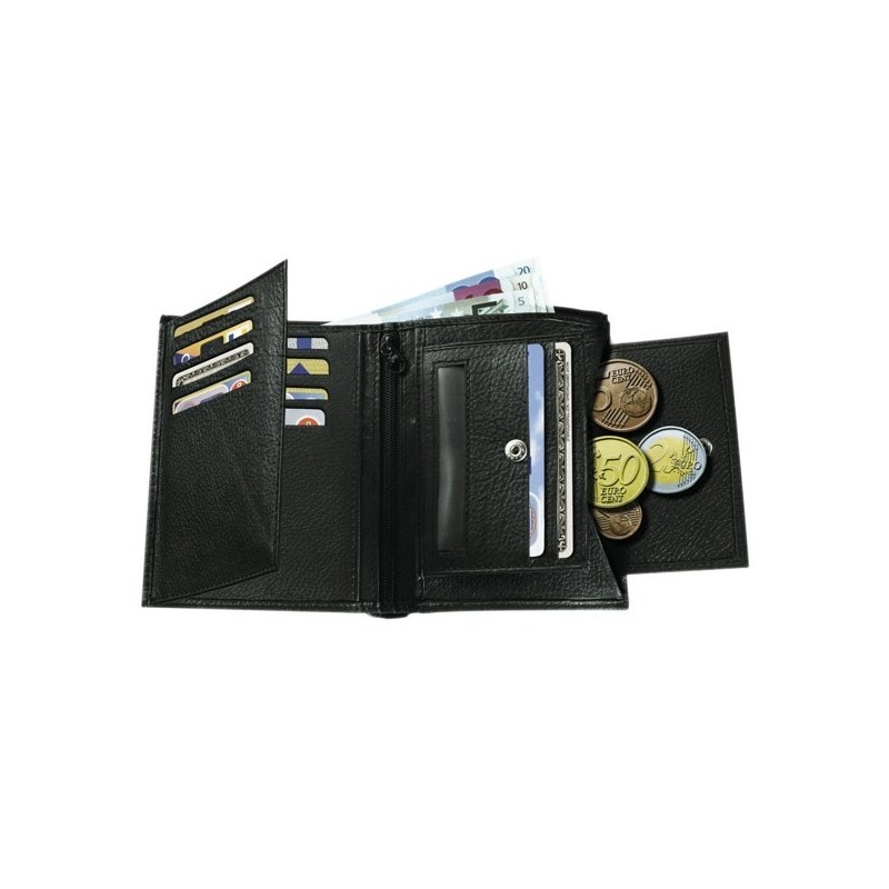 Portefeuille en cuir avec compartiment pièces