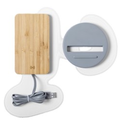 Support ciment et bambou avec charge sans fil 5w