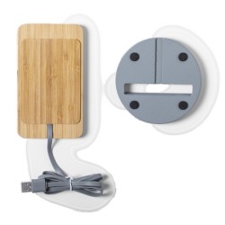 Support ciment et bambou avec charge sans fil 5w