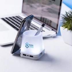 Pot à crayons lumineux avec hub usb