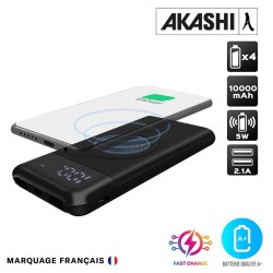 MUSEN - Batterie Powerbank avec Charge à Induction Sans Fil 10,000 mAh + 2 Ports USB, Noir