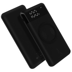 MUSEN - Batterie Powerbank avec Charge à Induction Sans Fil 10,000 mAh + 2 Ports USB, Noir