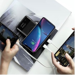 MUSEN - Batterie Powerbank avec Charge à Induction Sans Fil 10,000 mAh + 2 Ports USB, Noir