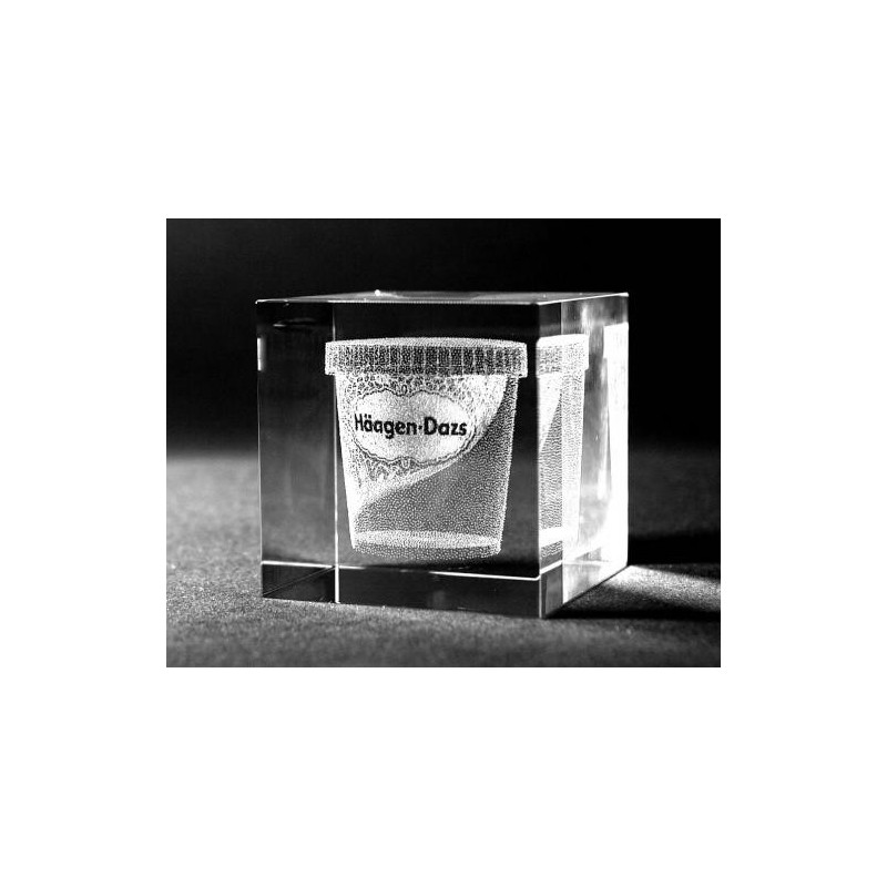 Presse-papier en verre  rectangle avec gravure laser 3d