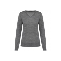 Pull Mérinos col V femme