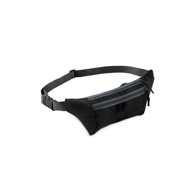 Sacoche Banane en polyester jacquard  2 poches zippées devant, 1 poche arrière