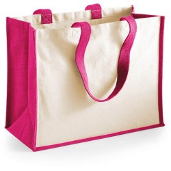 Cabas bicolore pour shopping en toile de jute