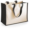 Cabas bicolore pour shopping en toile de jute