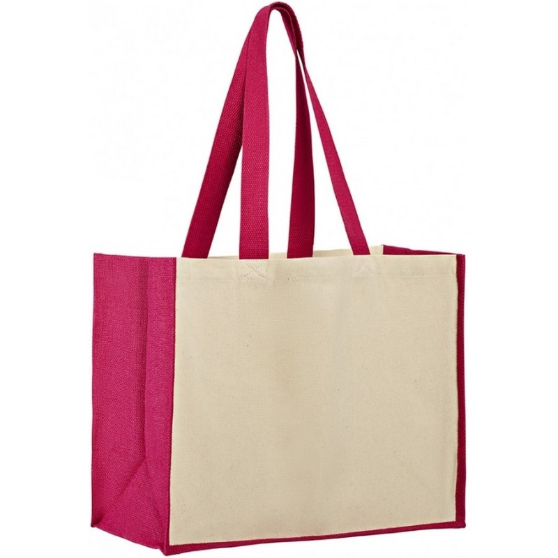 Sac shopping en coton et jute sunset