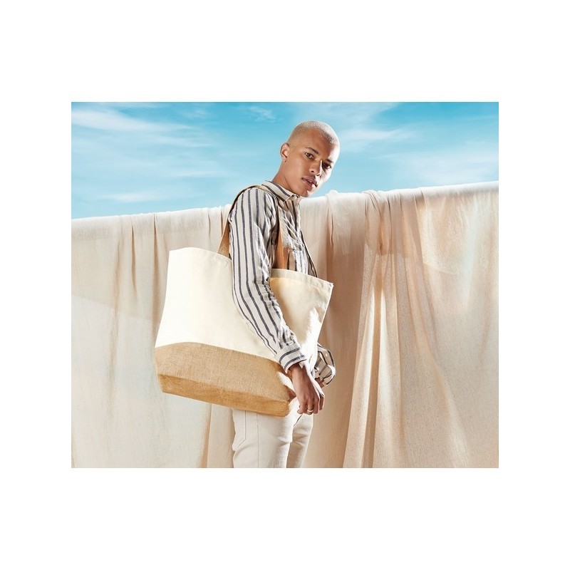 Sac shopping en jute et coton lourd 44x38cm