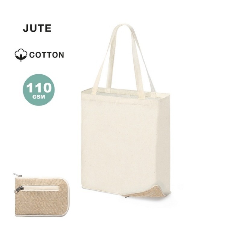 Tote bag pliable jute et coton