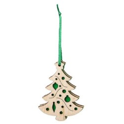 Pendentif en feutrine et en bois - Sapin de Noël en boîte