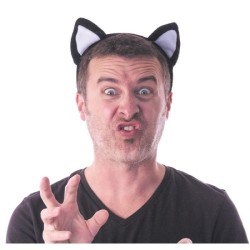 SERRE TÊTE CHAT BLANC ET NOIR VELOURS