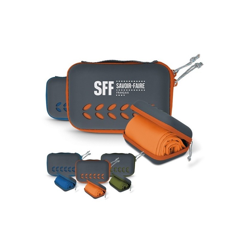 Serviette microfibre de sport avec boite de rangement