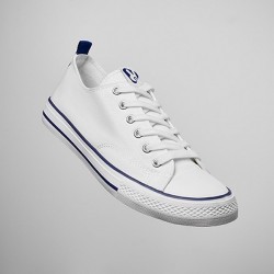 Chaussures de tennis / sneakers classiques en toile avec semelle en caoutchouc blanc décorée de lignes colorées