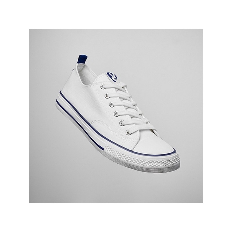 Chaussures de tennis / sneakers classiques en toile avec semelle en caoutchouc blanc décorée de lignes colorées