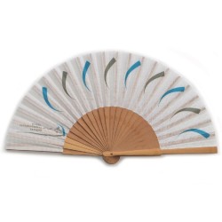 Eventail en bois naturel avec toile tissu