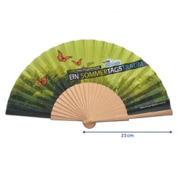 Eventail en bois naturel avec toile tissu