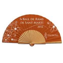 Eventail en bois naturel avec toile tissu