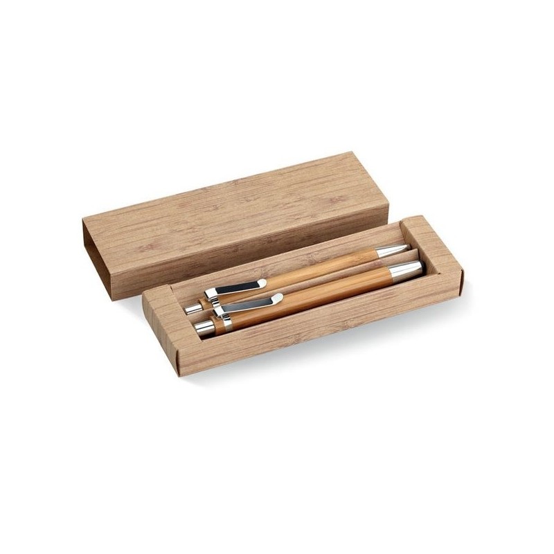 Coffret avec stylo bambou et portemine bambou