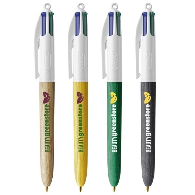Stylo BIC 4 couleurs corps bois