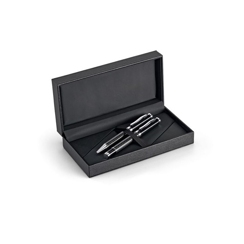 Kit roller et stylo à bille en métal et fibre de carbone
