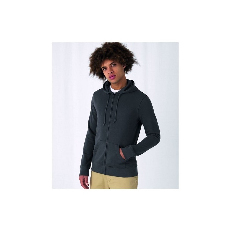 B&C Organic Zipped Hood - Sweat capuche zippé organique - Blanc