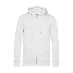 B&C Organic Zipped Hood - Sweat capuche zippé organique - Blanc