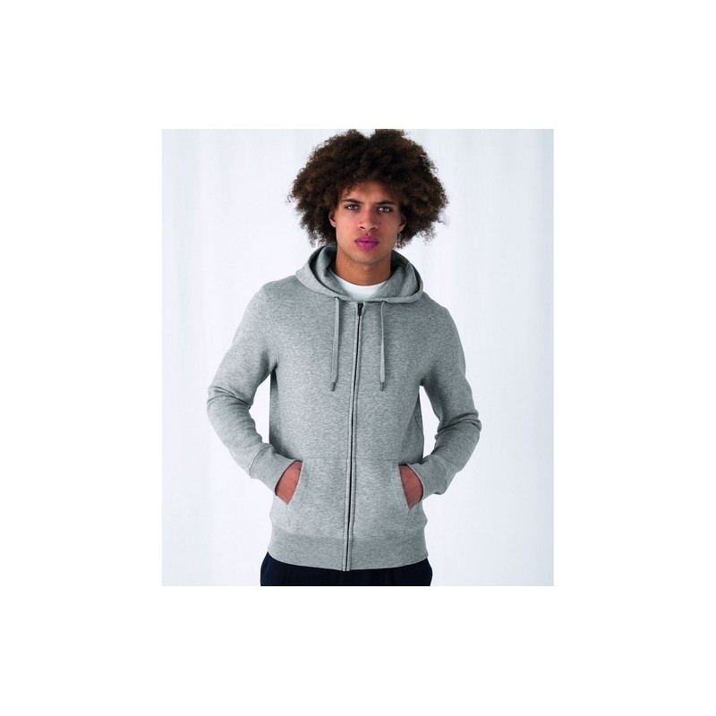 B&C King Zipped Hood - Sweat Capuche zippé KING - Blanc - 4XL
