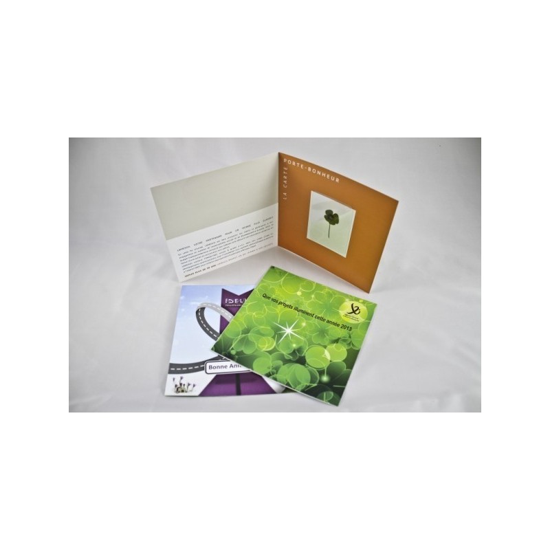 Carte de voeux trèfle à 4 feuilles