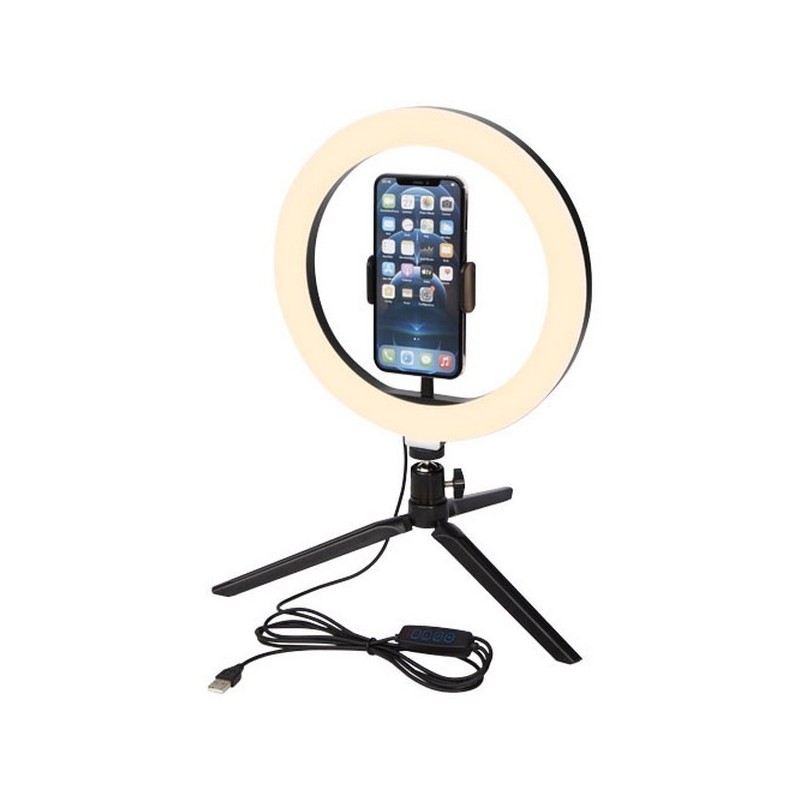 Lampe anneau avec support de téléphone et trépied