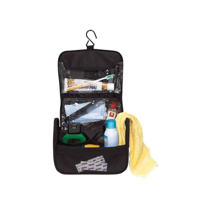Trousse de toilette pliable 3 compartiments à suspendre