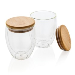 Verres double paroi 250ml avec couvercle en bambou