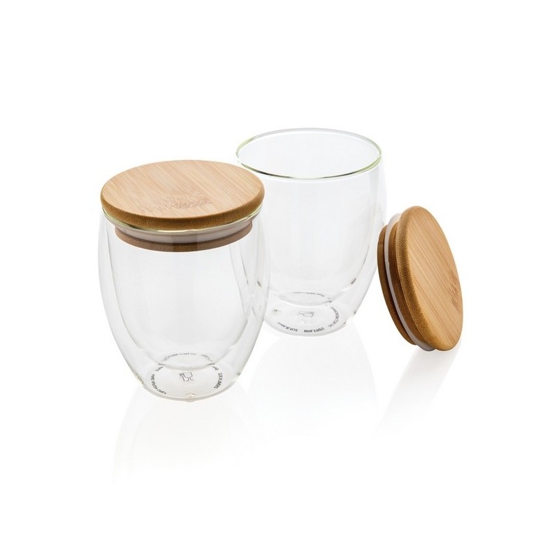 Verres double paroi 250ml avec couvercle en bambou
